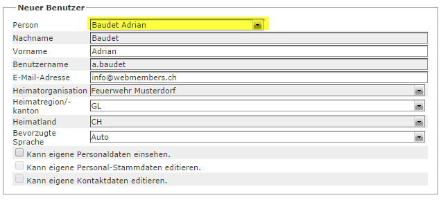 Einstellungen-Benutzer-Neu