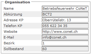 Einstellungen-Organisation
