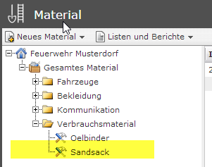 material-baum-Einzelobjekt