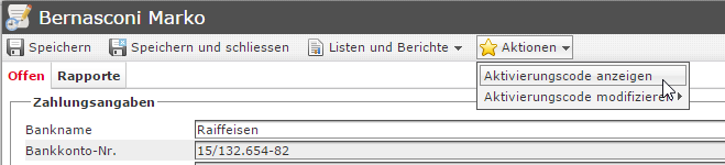 modul-rapporte-aktion-zugangscode-anzeigen