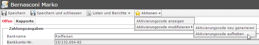 modul-rapporte-aktion-zugangscode-aufheben