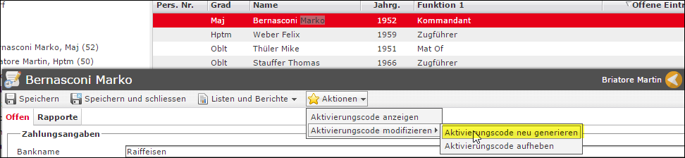 modul-rapporte-aktion-zugangscode-erstellen