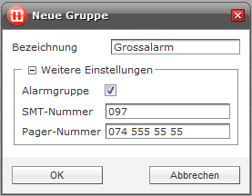 neue Gruppen erstellen-Dialog-Alarm