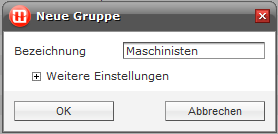 neue Gruppen erstellen-Dialog